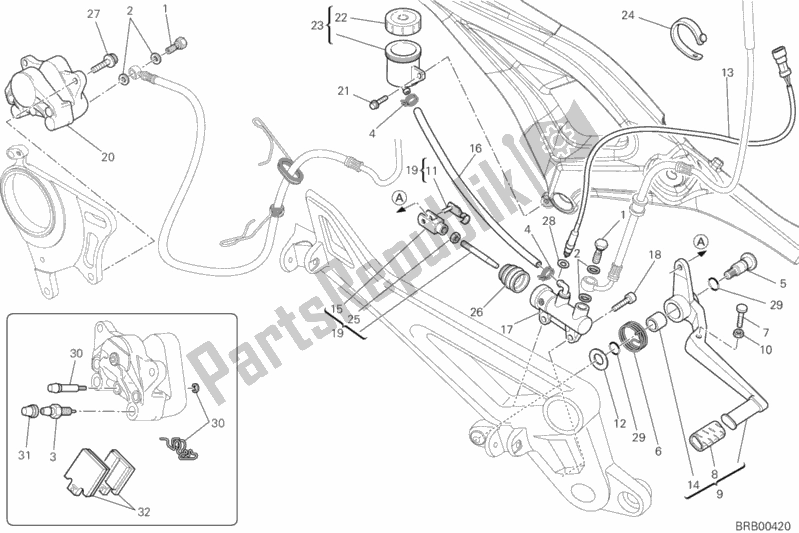 All parts for the Rear Brake System of the Ducati Monster 796 ABS Thailand 2015